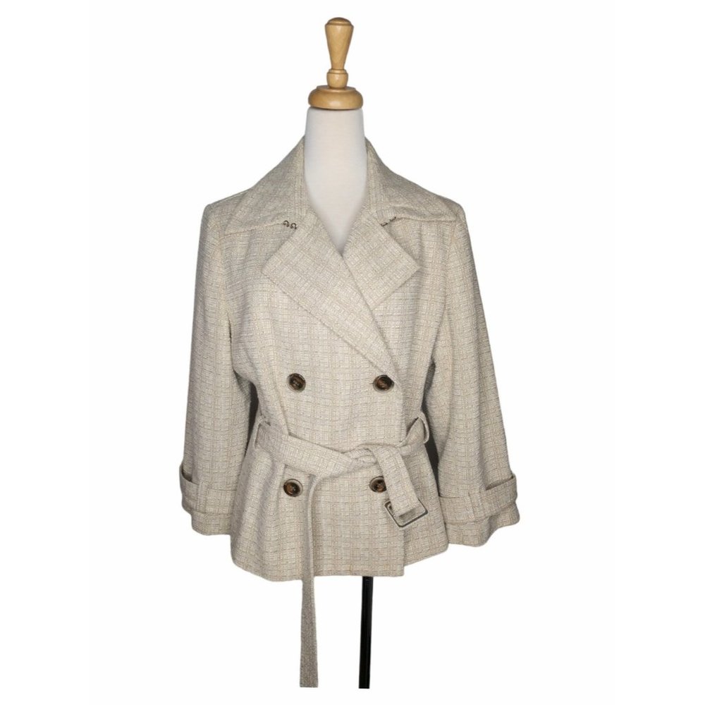 Vintage Tweed Allegory Trench Belted Jacket Size 14